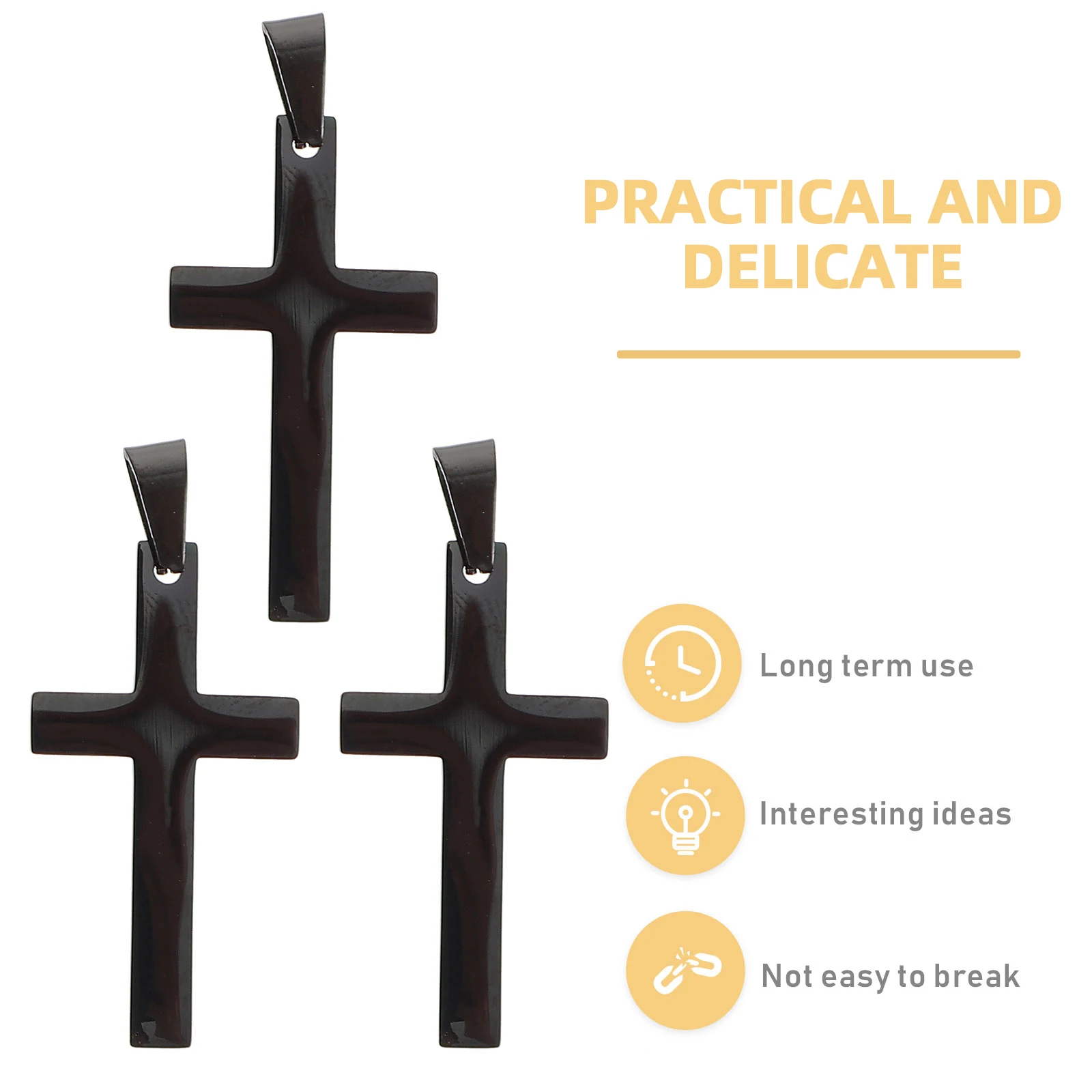 

3Pcs Cross Hanging Pendant Simple Cross Pendant for DIY Necklace Bracelet Dangle Keychain Decorative Accessories Set