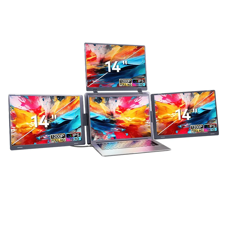 Three-screen portable display One-line connection Flip portable display