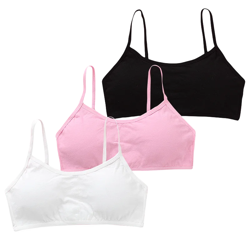 3PC Girls Training Bra for 8-14 Years Teenage Girl Breathable Teenager Brassiere Cotton Girls Bra