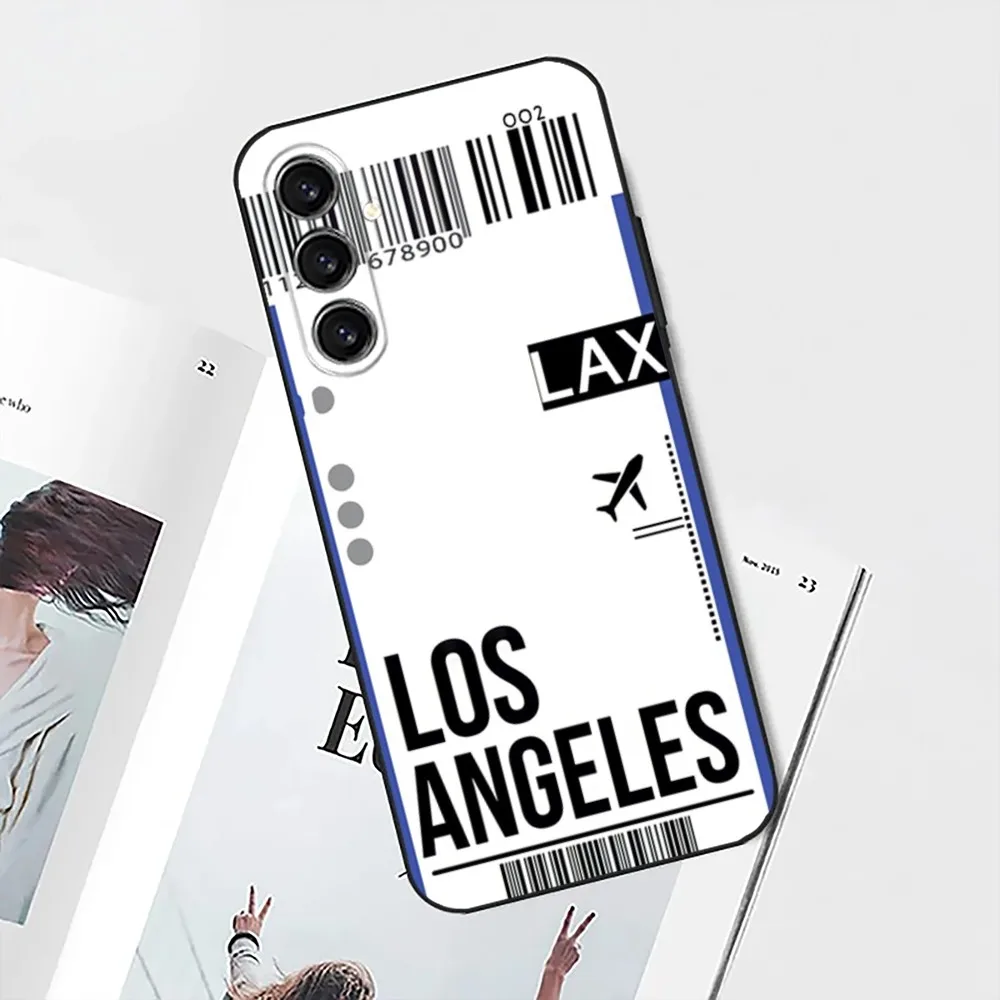 Air Ticket New York London Paris Label   Phone Case For Samsung Galaxy A13,21s,22,31,32,52,53,71,80,91 Black Soft Cover image 4