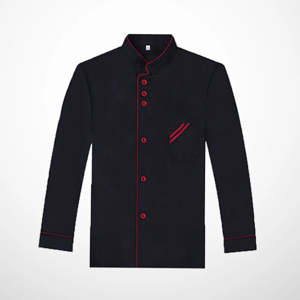 Jaqueta de chef de manga comprida unissex, preta, tamanho m, resistente ao desgaste, respirável, fácil limpeza, camisa de catering para hotel, restaurante, padaria