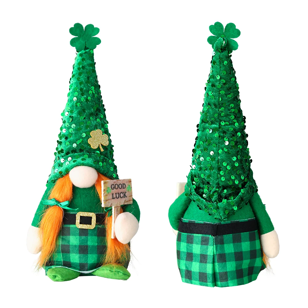 St. Patrick's Day Plush Gnome Faceless Doll Irish Lucky Elves St. Patrick's Day Home Table Ornament Party Decoration Kids Gift