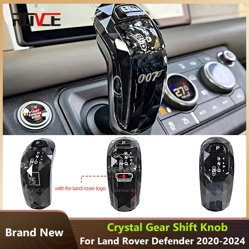 ROVCE Real Crystal Car Gear Shift Knob Cover Replacement for Land Rover Defender 90 110 2020-2024 Gear Shift Head Cover 007