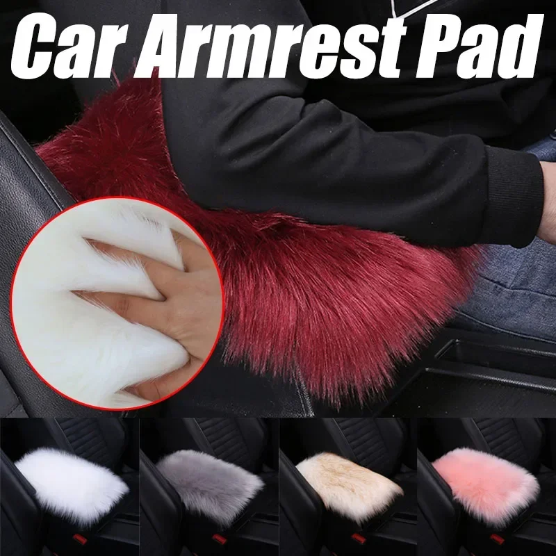 

Furry Car Armrest Covers Auto Center Console Artificial Wool Fur Soft Fluffy Box Pad Covers Universal Car Interior Accessories