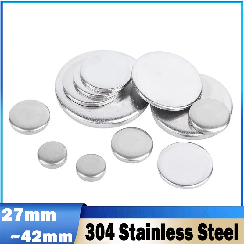 2~20Pcs 27mm-42mm 304 Stainless Steel Disc Round Steel Plate Thickness 1~5mm Metal Flat Gasket Stamping Round Metal