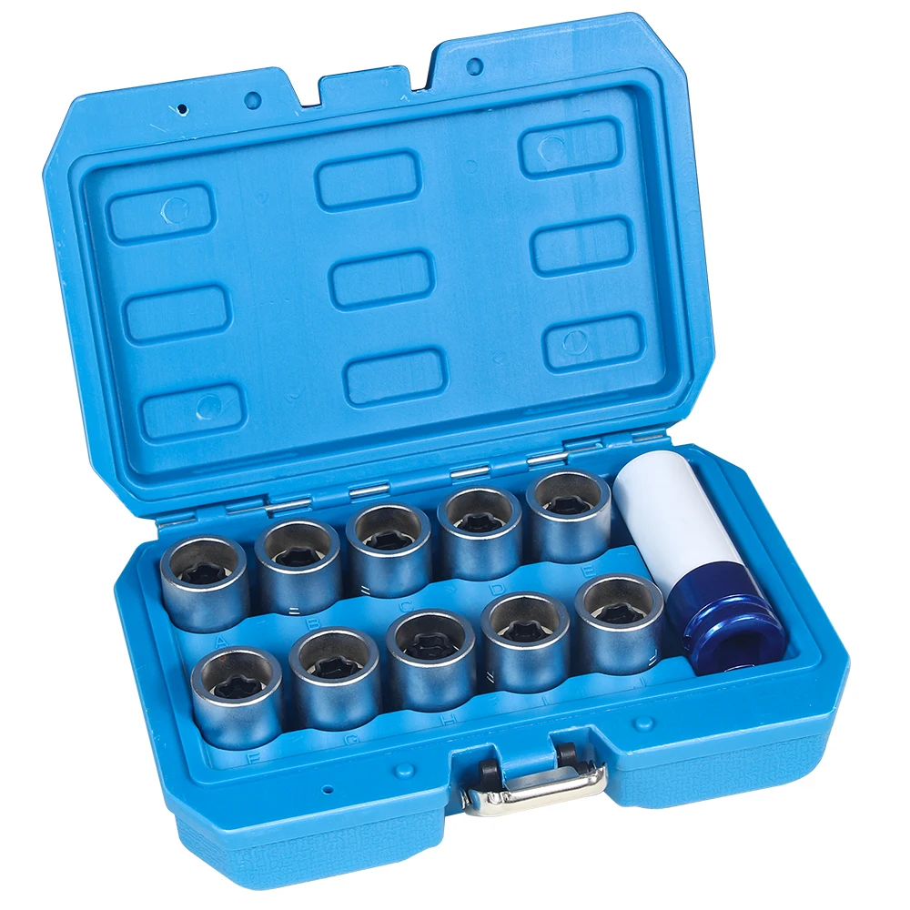 

11pcs Anti-theft Screw Sleeve Set for Toyota Kurozek Senna Tanto PRADO Type A-J Wheel Lock Lug Nuts Removal Tool