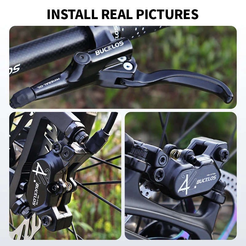 BUCKLOS 4-Pistons E-Bike Brake Power Off Electric Scooter Hydraulic Disc Brake 1150mm 1950mm MTB Bicycle Hydraulic Brake Parts