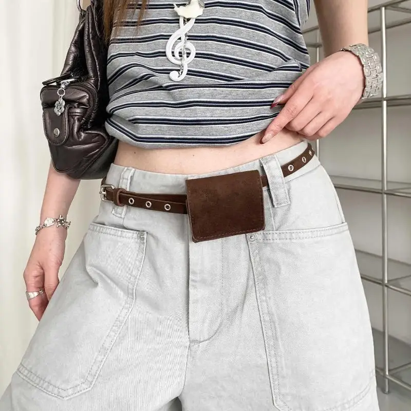 1 Stück Modische Koreanische Damen-Gürteltasche aus Wildleder, Einfarbige PU-Gürteltasche für Frauen – Detail 6