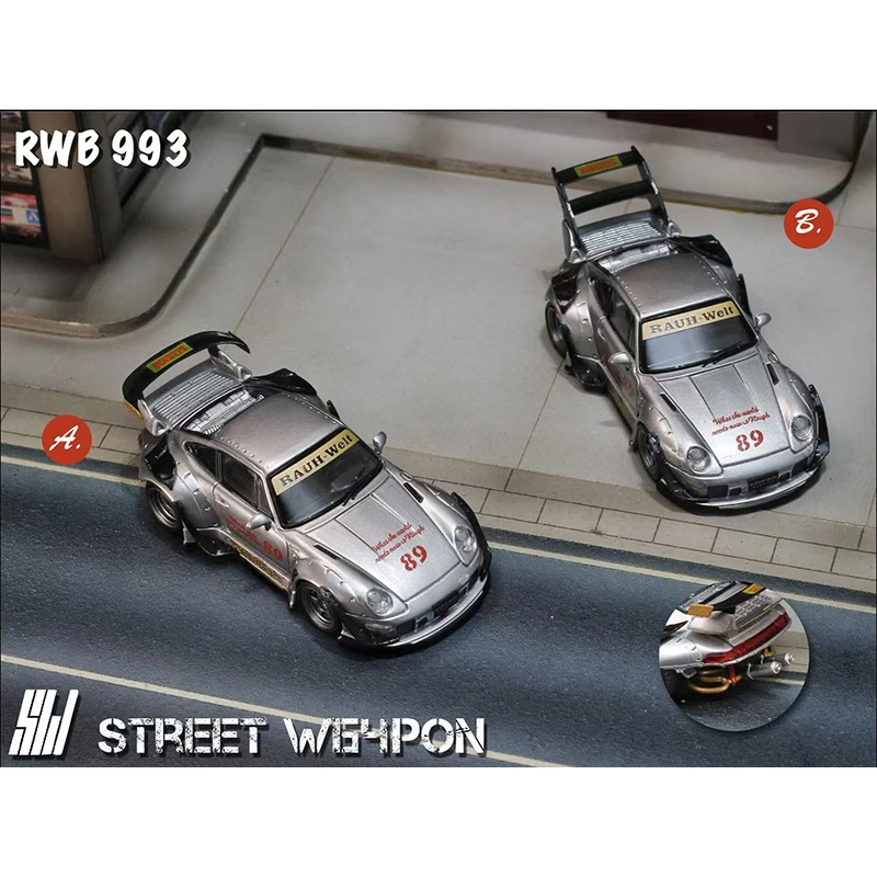 SW 1:64 RWB 993 Heavenly Dual Exhaust Track Diecast Diorama Car Model In Stock Ready To Ship