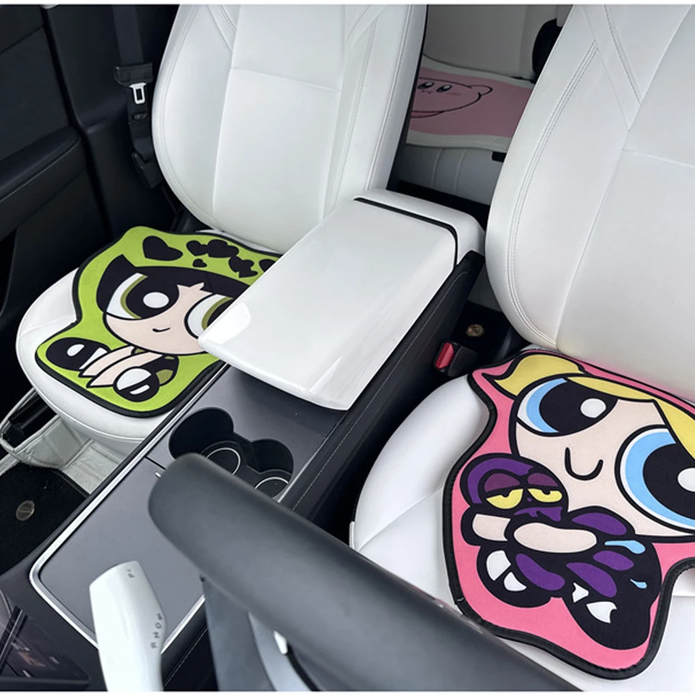 Cartoon Anime The Powerpuff Girls Car cuscino del sedile antiscivolo Kawaii Cute Auto Seat Cushion accessori per la decorazione d\'interni