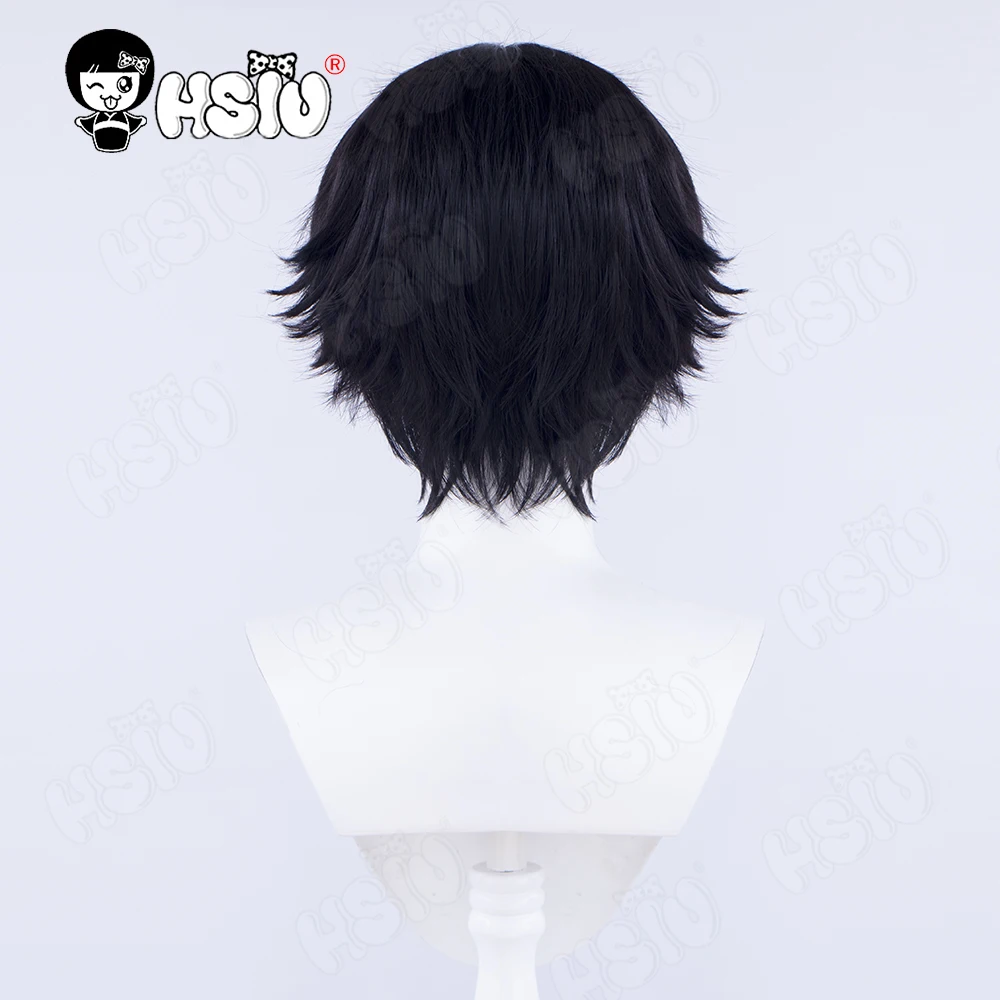 ISO شعر مستعار تأثيري الألياف شعر مستعار اصطناعي لعبة VALORANT شعر مستعار تأثيري 「HSIU 」 شعر أسود قصير + غطاء شعر مستعار شجاع iso تأثيري