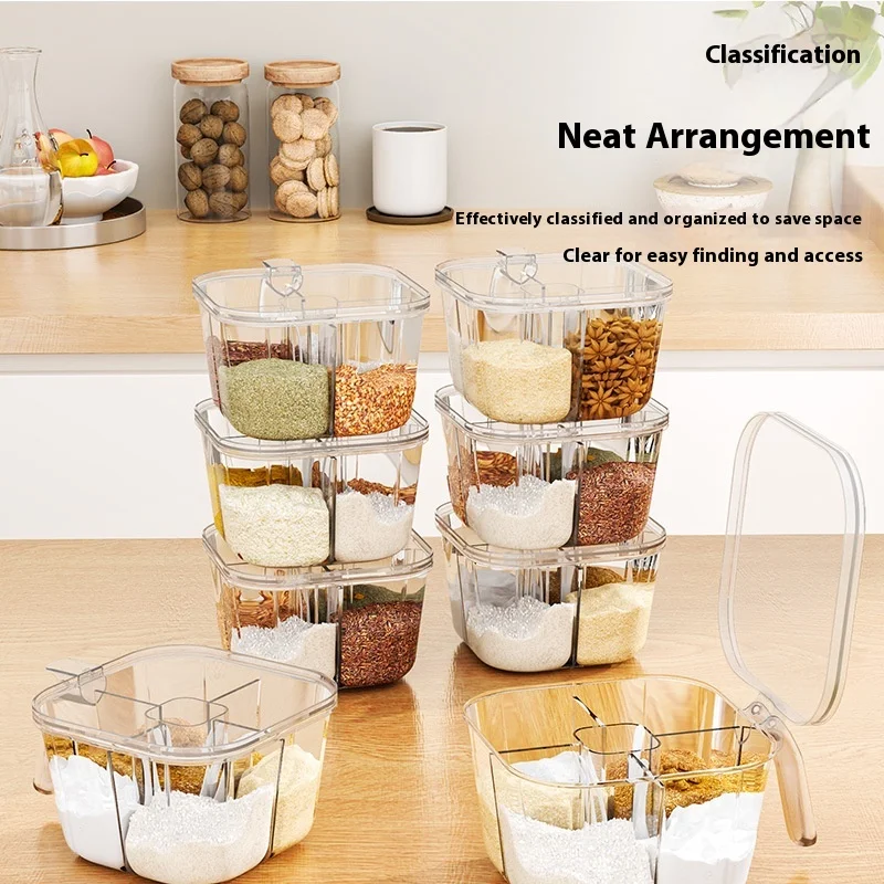 Kitchen Spice Combination Set Multi-Compartment Storage Jar for Salt Seasoning Pepper Organizer for Condiments And Seasonings