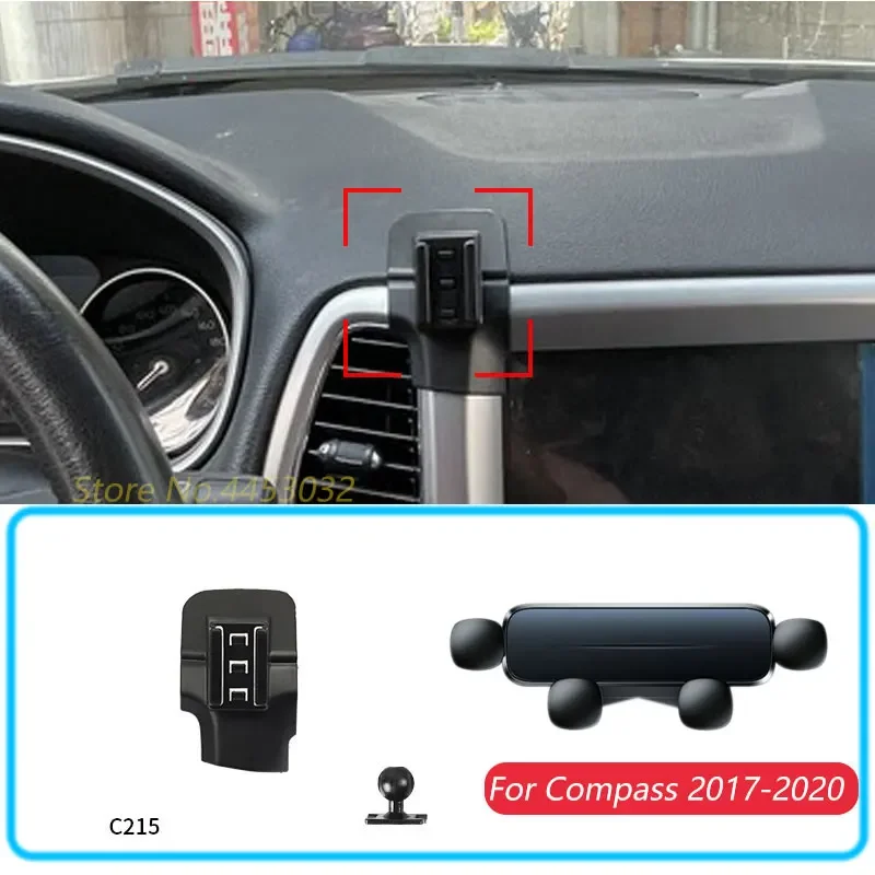 Car Phone Holder And Base For JEEP Compass 2017-2020 Gravity Stand Mount Support Horizontal GPS  Bracket Accessories