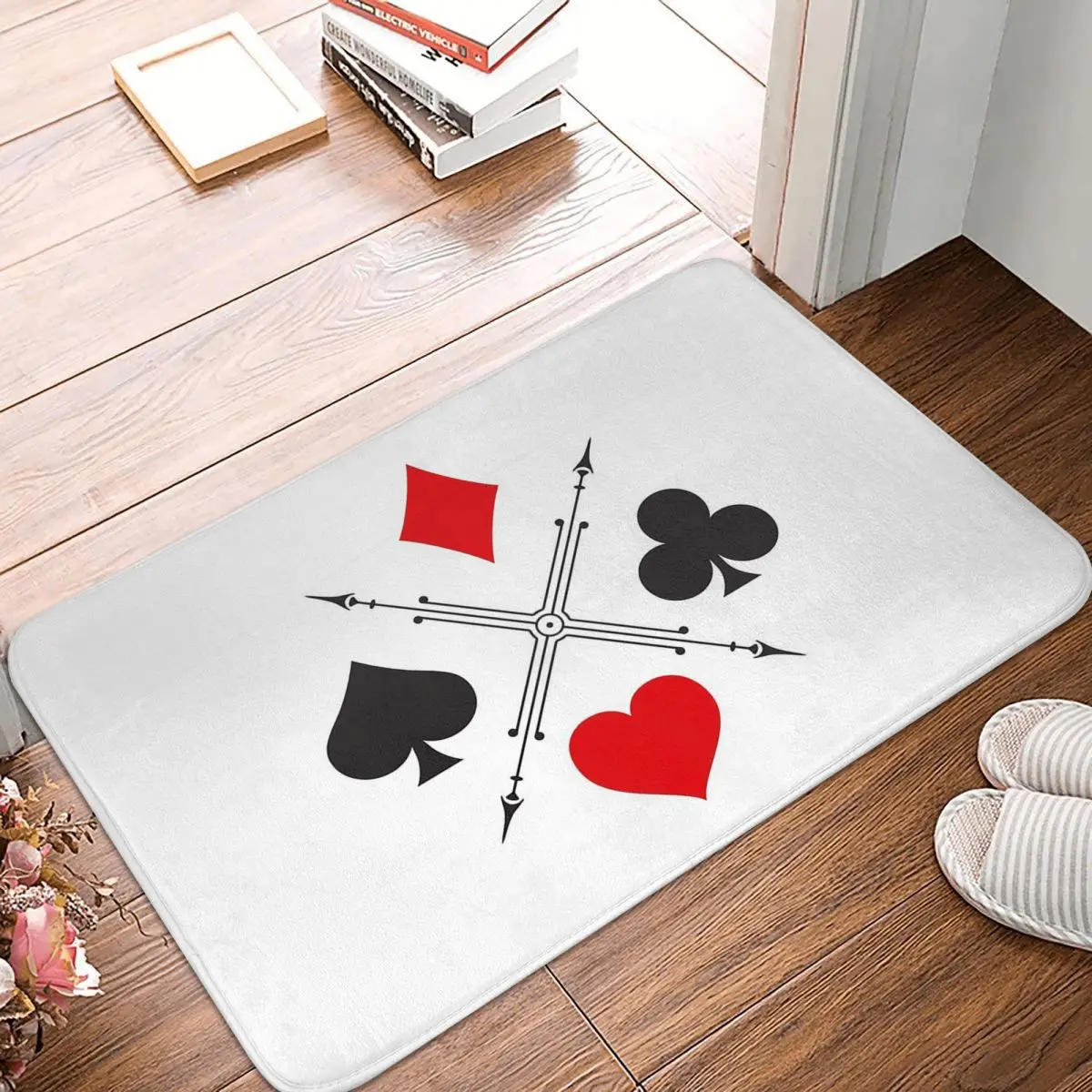 Card Suits, Suit Symbols, Playing Cards Doormat Kitchen Entrance Home Floor Mat Anti-slip Carpet Rug for Bedroom Footpad Mats