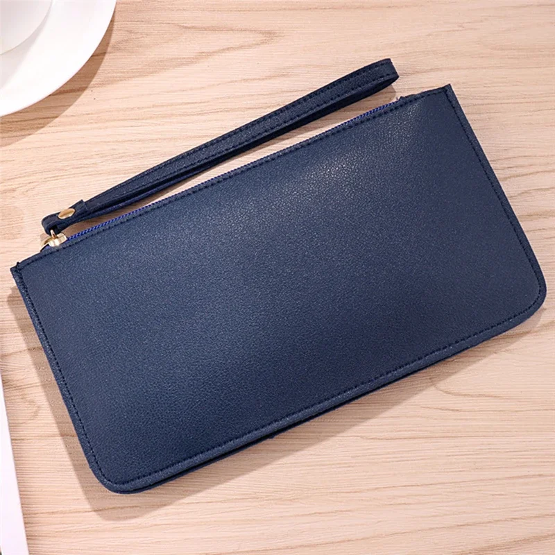 Ladies Wallet PU Leather Card Holder Solid Color Zipper Coin Purse Fashion Female Clutch Bag