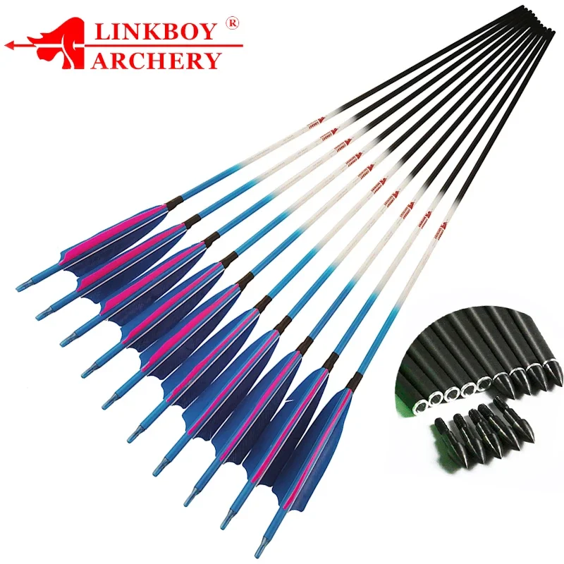 12PCS Linkboy Archery Pure Carbon Arrows 32