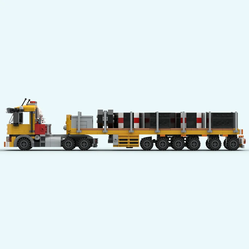 Camión de construcción MOC y balastro, remolque de plataforma plana, juguete para regalo de Navidad, vástago educativo de aprendizaje de vapor, 727 Uds.