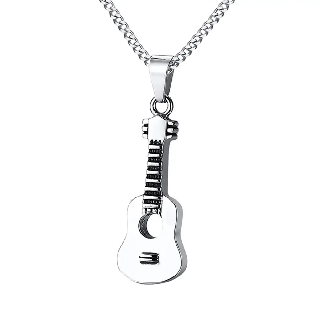 Guitar Cremation Urn Necklace Ring Chain Decorative Keepsake Jewelry for Loved Ones Husband Wife Mom & Dad