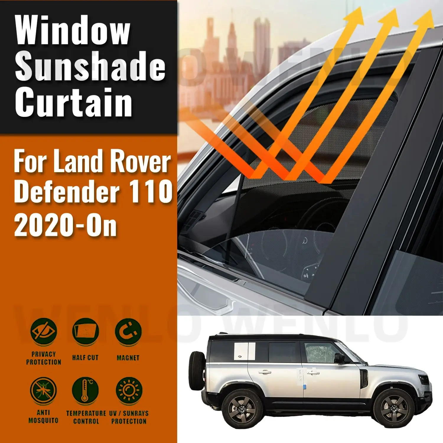 

For Land Rover Defender 110 2020-2025 Magnetic Car Sunshade Shield Front Windshield Frame Curtain Rear Side Window Sun Shades