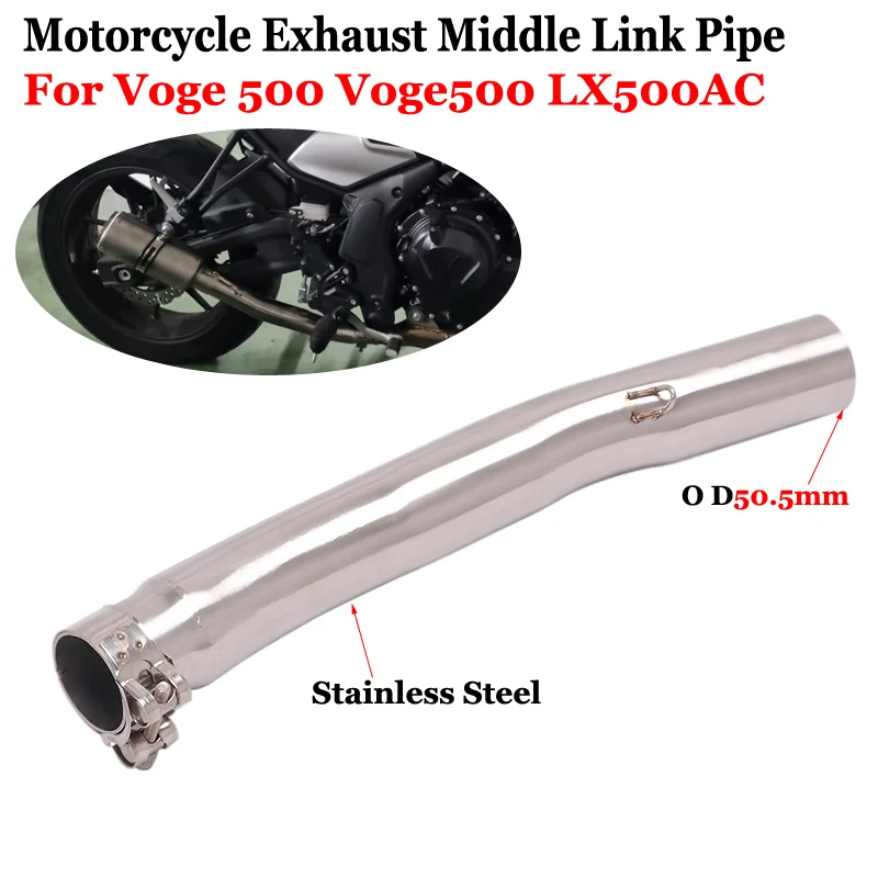 

Motorcycle Exhaust Escape Modified Middle Link Pipe Tube Connecting 51mm Moto Muffler Slip On For Voge500 LX500AC Voge 500 2021