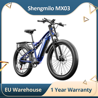 2023 New Shengmilo MX03 Electric Bike 26*3.0in Tire 500W Bafang Motor 25km/h Max Speed 48V 15Ah Battery 180kg Load AdultEbike