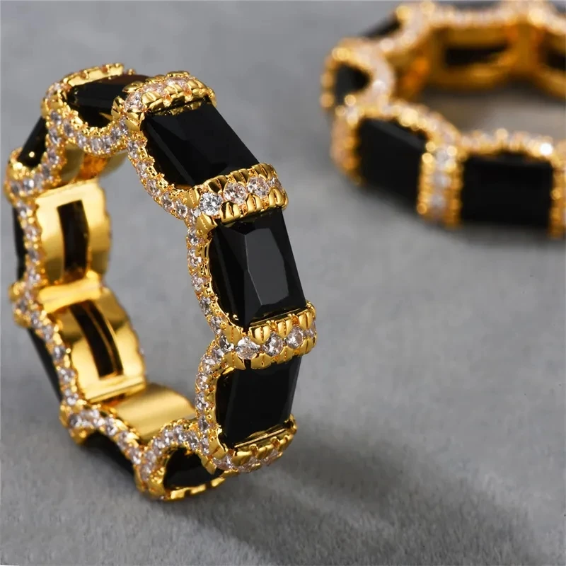 

High-Quality Vintage Brass Plated Gold Color Onyx Ring Trendy Niche Design Fashion Personality Light Luxury Men/Woman