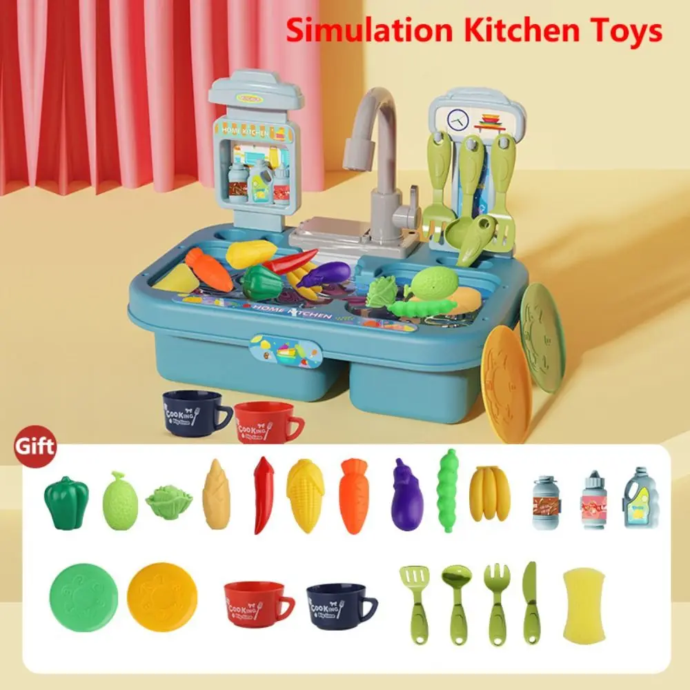 Play House Children's Dishwasher Toys Automatic Water Cycle System Pretend Play Kitchen Sink Toy Kids Gifts Electric