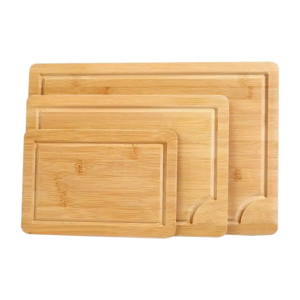 

Bamboo Serving Board 3-piece Bamboo Cutting Boards Set Versatile Rectangular Wood Chopping Boards with for Meat for Entertaining