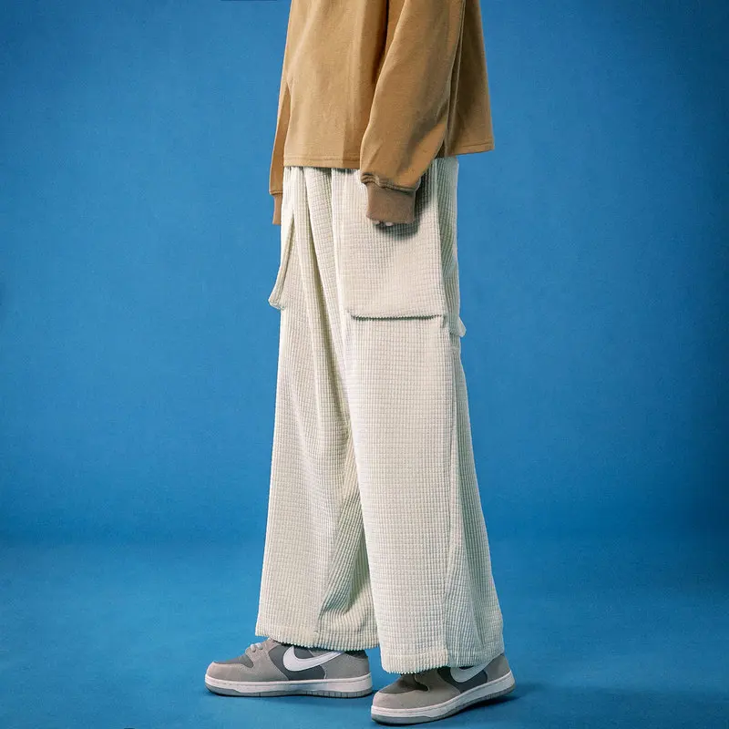 Oversized Men Cargo Pants Corduroy Men Big Pockets Jogger Pants Man Streetwear Sweatpants Male Wide Leg Trousers Fashion 5XL