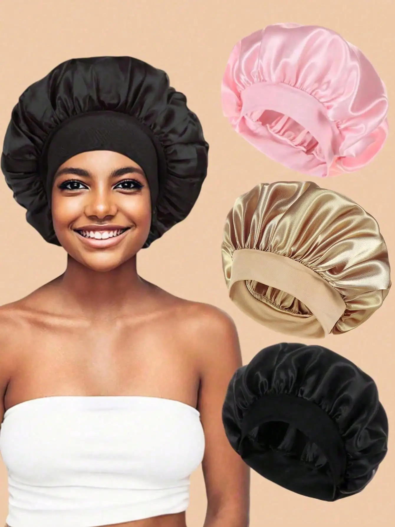 

2pcs Shower Cap, Bathroom Accessories, Holiday Essential, Hair Accessory, Summer, Travel Essential, Waterproof Shower Cap, Reusable Hair Cap, Elastic Headband, Sleep Cap, Hair Care, Beauty Tool, Bathroom Decor, Mother's Day Gift, Summer Vacation, Beach Tr