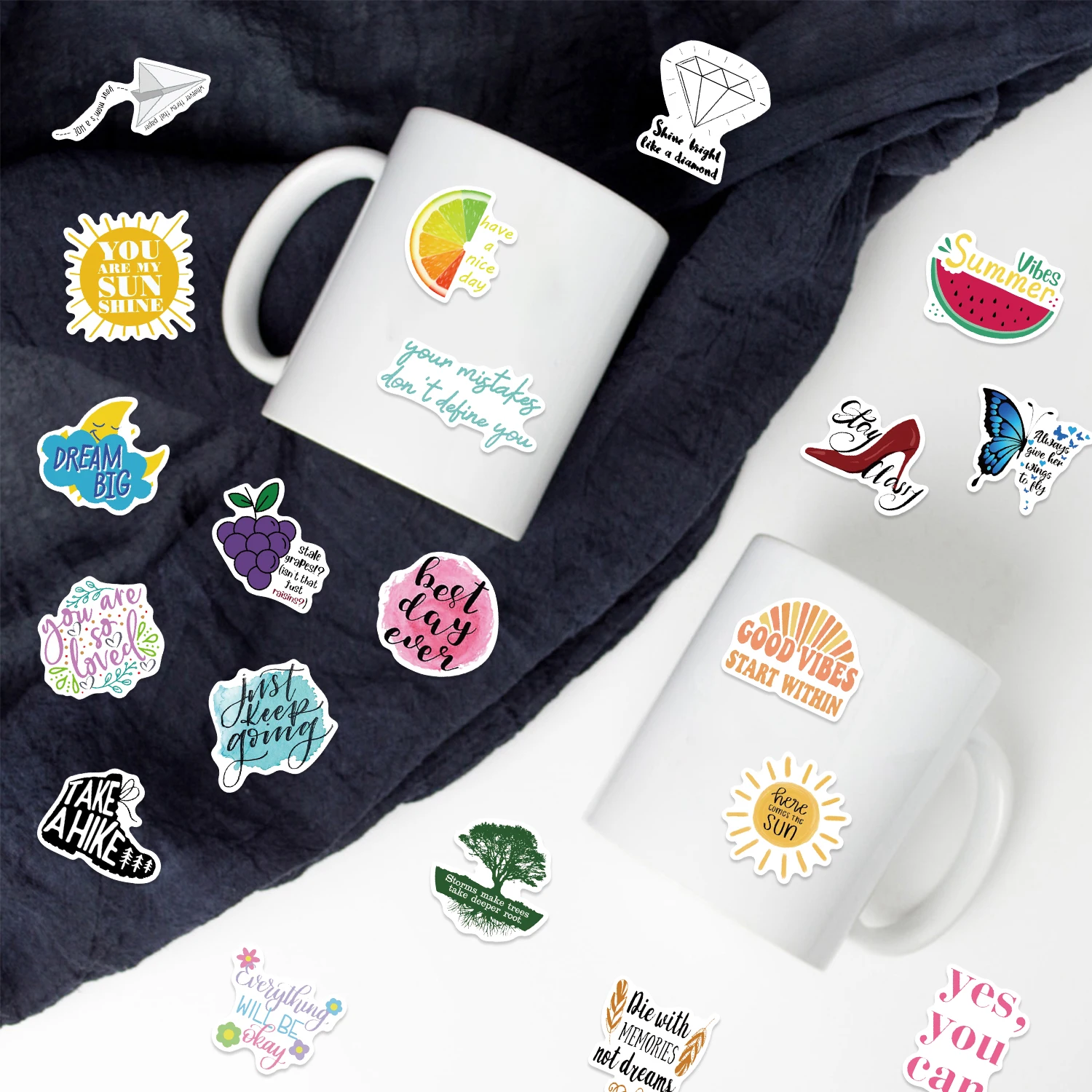 60pcs Motivational Phrases Inspirational Stickers Skateboard Suitcase Graffiti Luggage Motorcycle DIY Sticker