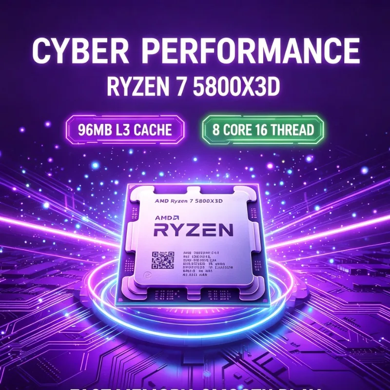 Computer Gaming Processor AMD R7 5800X3D Ryzen 5000 Series Desktop CPU 8C16T 3.4GHz Large 96MB Cache 7nm