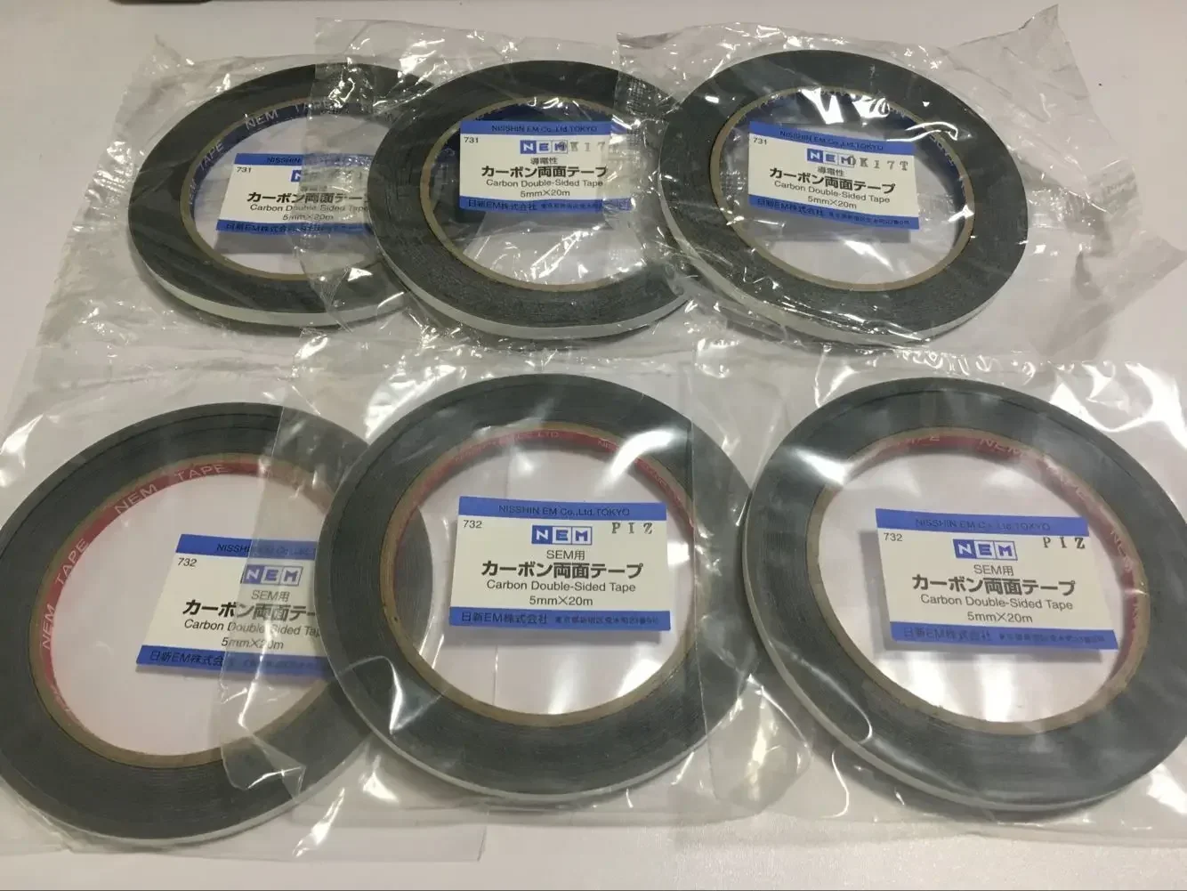 Japan Imported SEM Carbon Conductive Tape Electron Microscope Nissin SEM Double-sided Carbon Conductive Tape 5mm 8mm 12mm *20mch