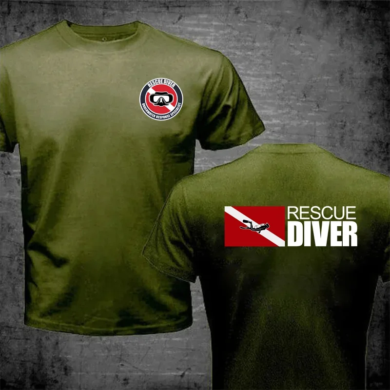 Rescue Diver Flag T-shirt Funny Scuba Diving T-Shirt Fan Gift Idea T Shirt Casual Dive Tee Shirt Streetwear Clothing Tops Tshirt