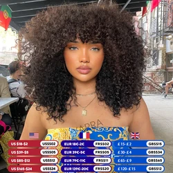 Afro Kinky Curly Human Hair Wigs With Bangs For Black Women 250% Density Brazilian 100% Human Hair Remy Full Machine Made Hair