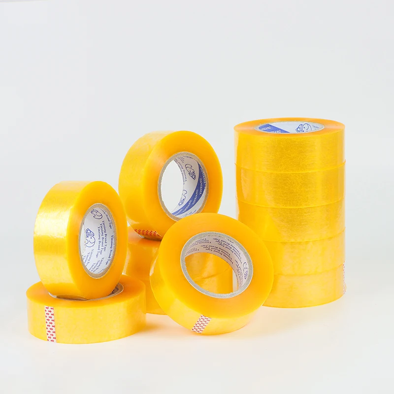 Nastro da imballaggio giallo trasparente da 42 mm di larghezza, nastro da imballaggio resistente per l'imballaggio di spedizione Nastri adesivi decorativi sigillanti mobili