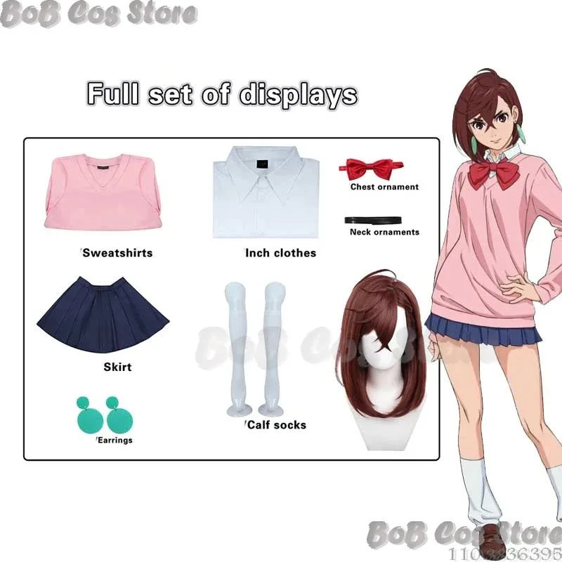 

2025 11 Ayase Momo Dandadan Cosplay Costume Prop Wig Girls Jk School Uniforms Pink Suits Outfit Women Roleplay Halloween Pa