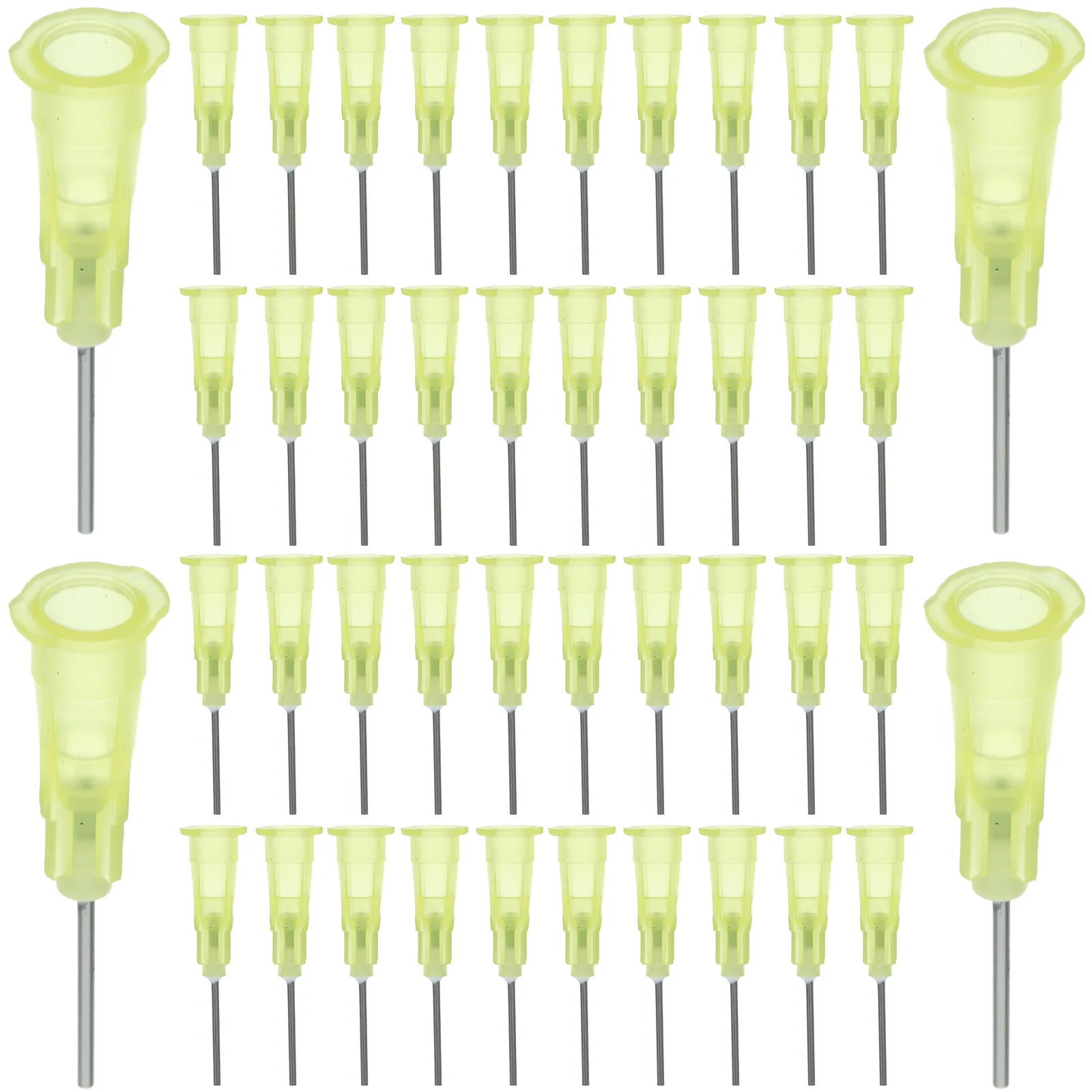 

100pcs Precision Dispensing Needles 20G Stainless Steel Flat Mouth Tips For Industrial Glue Application Yellow Durable