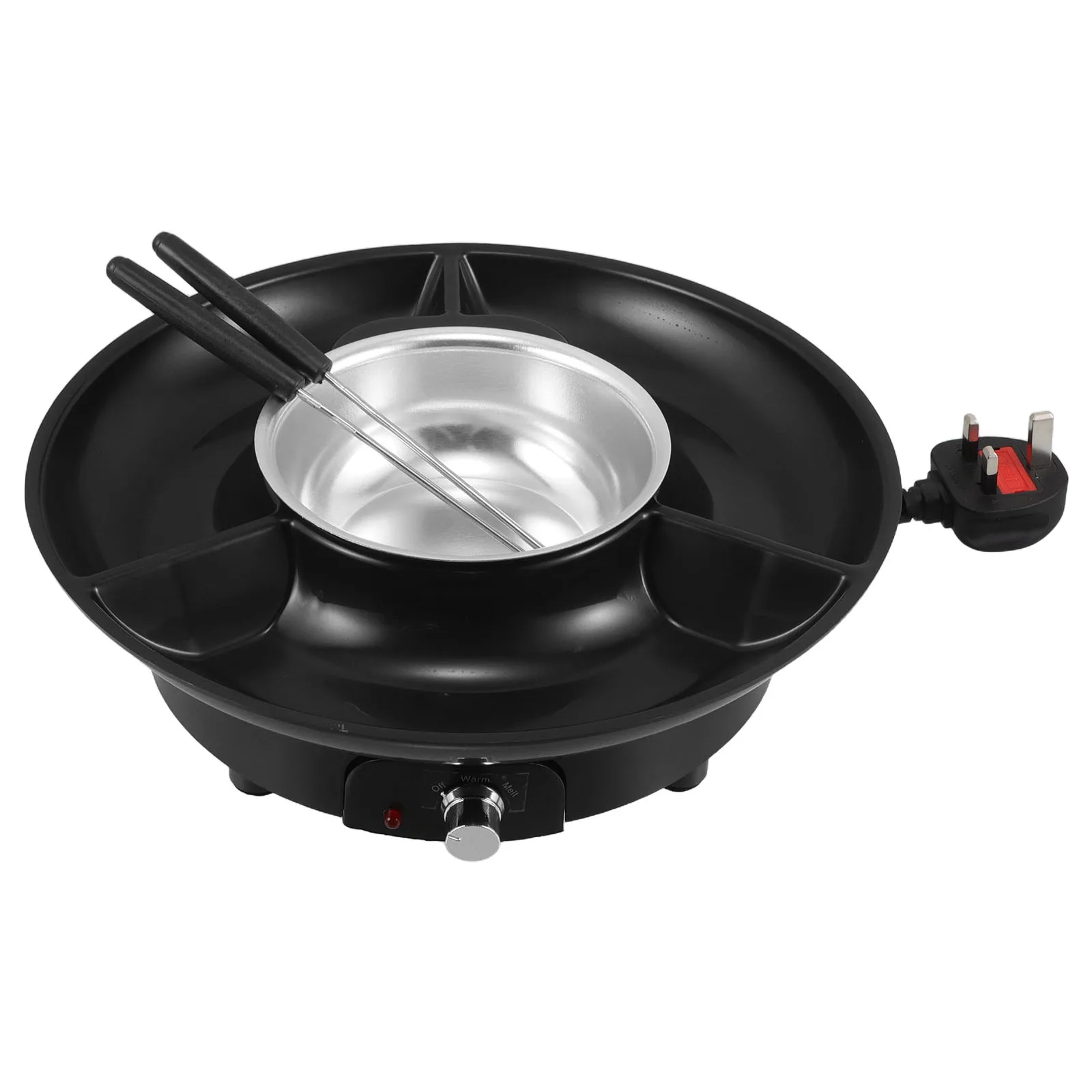 

2pcs Electric Fondue Pot Mini Melting Machine For Dipping Cheese Butter Candy Iron Construction 2 Roasting Forks Uk Plug Compact