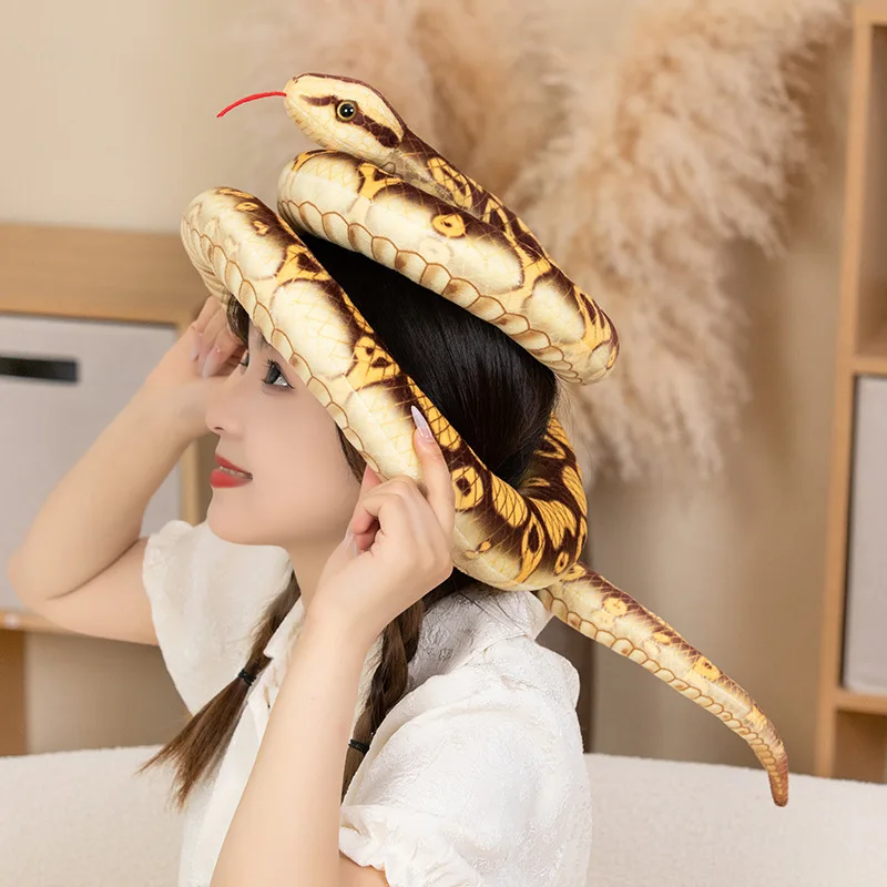 Simulation 190cm Color Snakes Plushies Doll Stuffed Cartoon Animals Realistic Python Toys Home Decor Funny Halloween Gifts