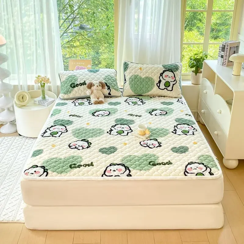 1pc Plush Cute Sheet Winter Thickened Warm Luxury Mattress Toppers Home Foldable Thin Bed Pad Mattress Cover Tatami Floor Pads