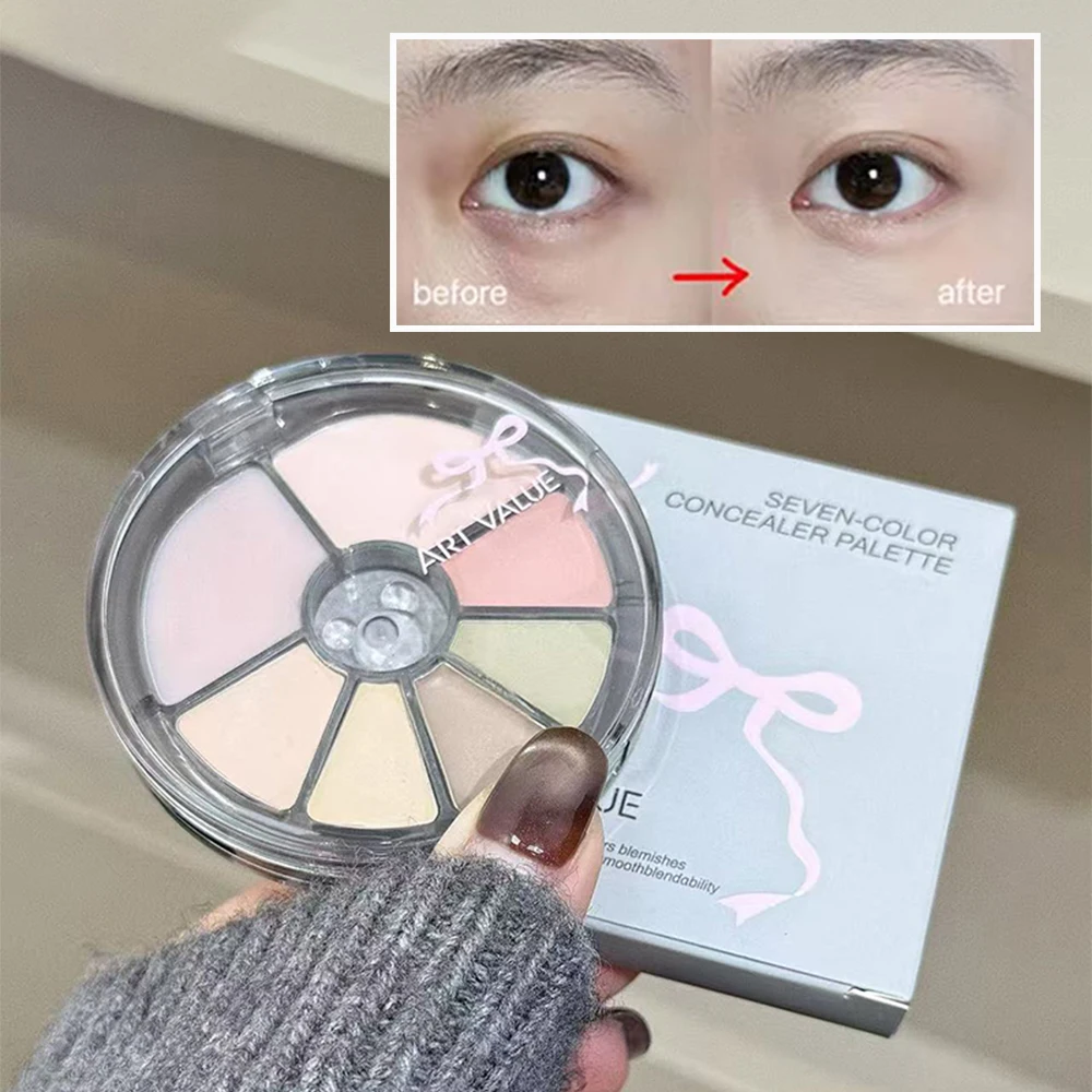 ครีมคอนซีลเลอร์ 7 สี, ให้ความชุ่มชื้นยาวนาน, กันน้ำและเหงื่อ, ปกปิดจุดด่างดำ, สิว, รอยคล้ำ, ปรับสีผิวให้กระจ่างใส