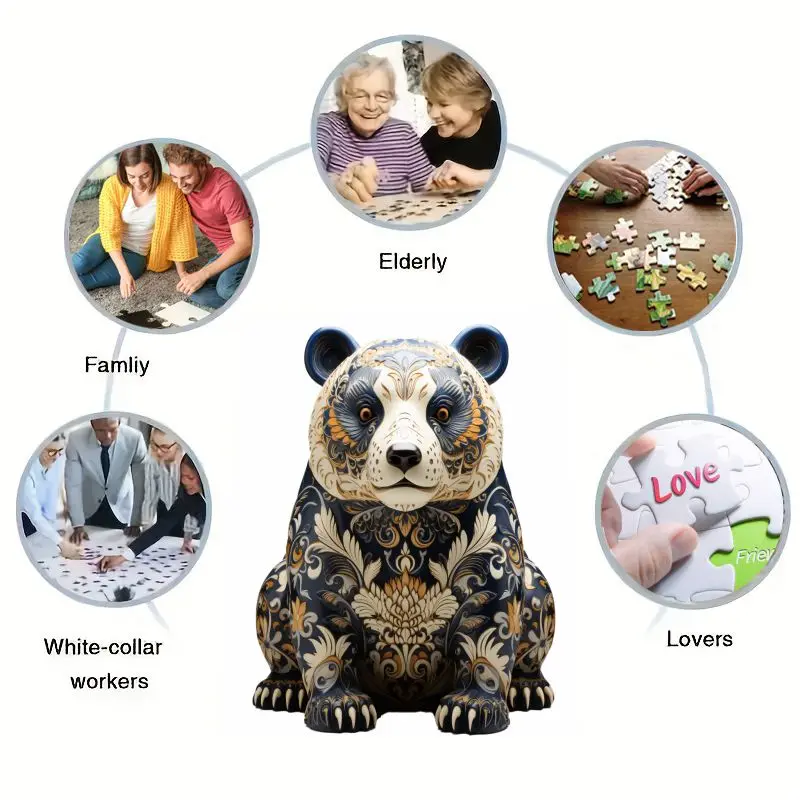 Panda-Holzpuzzles für Erwachsene, Jugendliche, Familie, tierförmiges Naturholzpuzzle, bestes Weihnachtsgeschenk und Familienspiele Magie