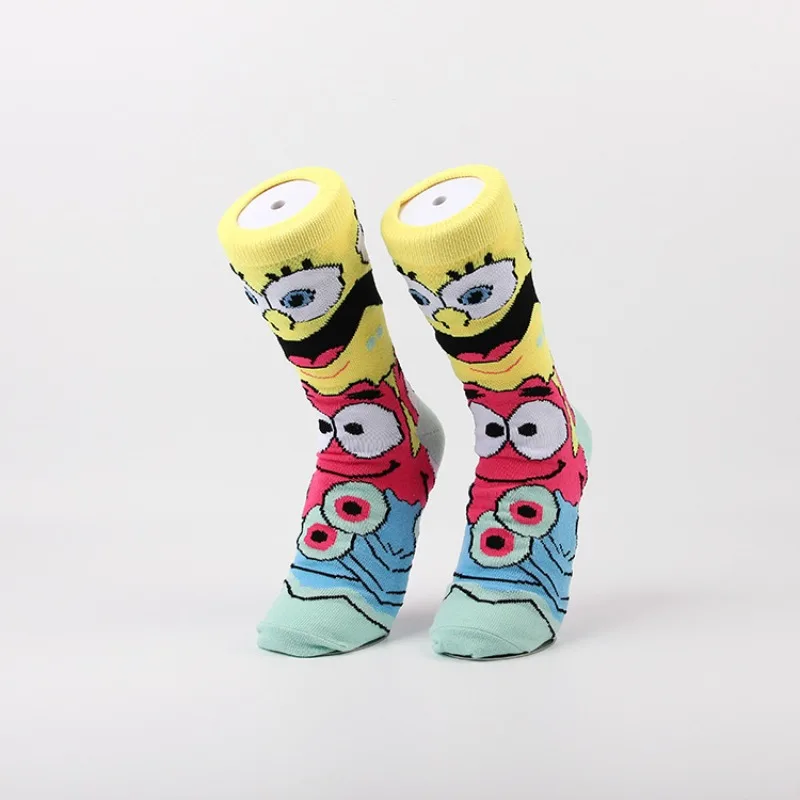 SpongeBob Couples Fashion Socks Colorful Medium High Suit Cartoon Long Men Sock Kawaii Women Fun Skateboard Casual Sports Socks