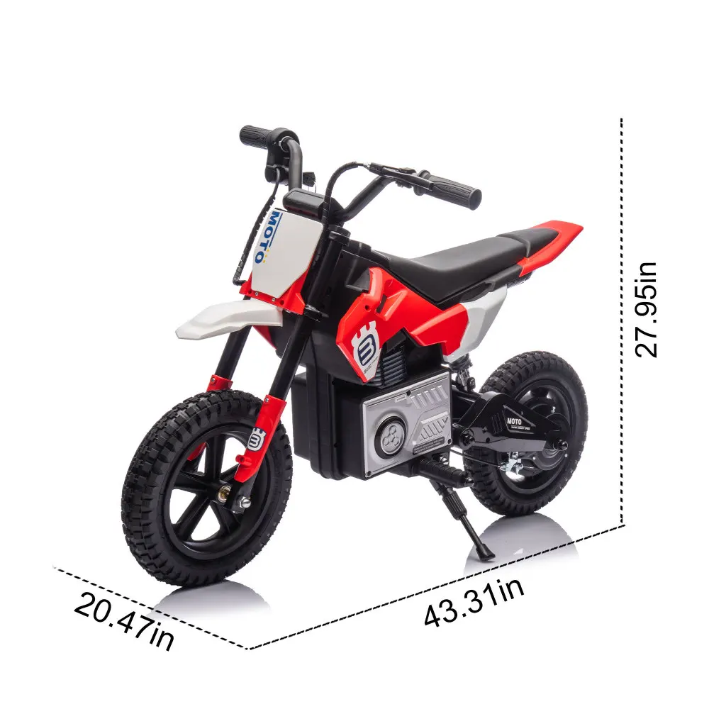 24V Kids Ride on Electric Toy Motocross Motorcycle 200W High Speed Hub Motor Rear Wheel Shock Absorber Adjustable Speed LED