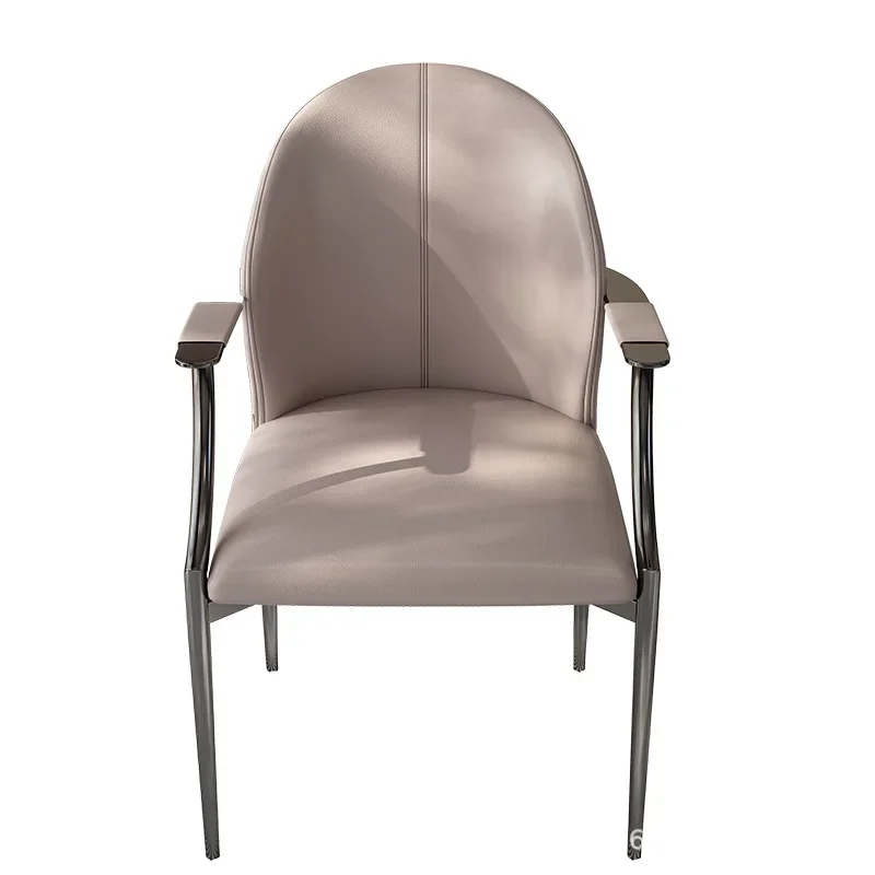 Minimalist desk and chair light luxury backrest designer stainless steel balcony owner casual tea table chair