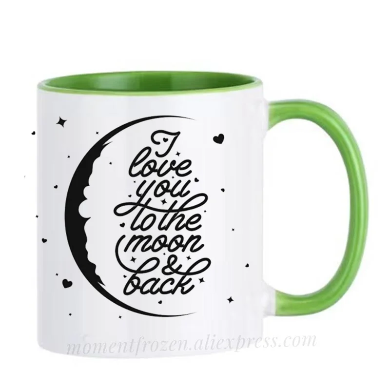 I Love You To The Moon and Back Mugs Couples Cup Lover Husband Wife Girlfriend Boyfriend Coffee Mugen Coffeeware Funny Gift Idea