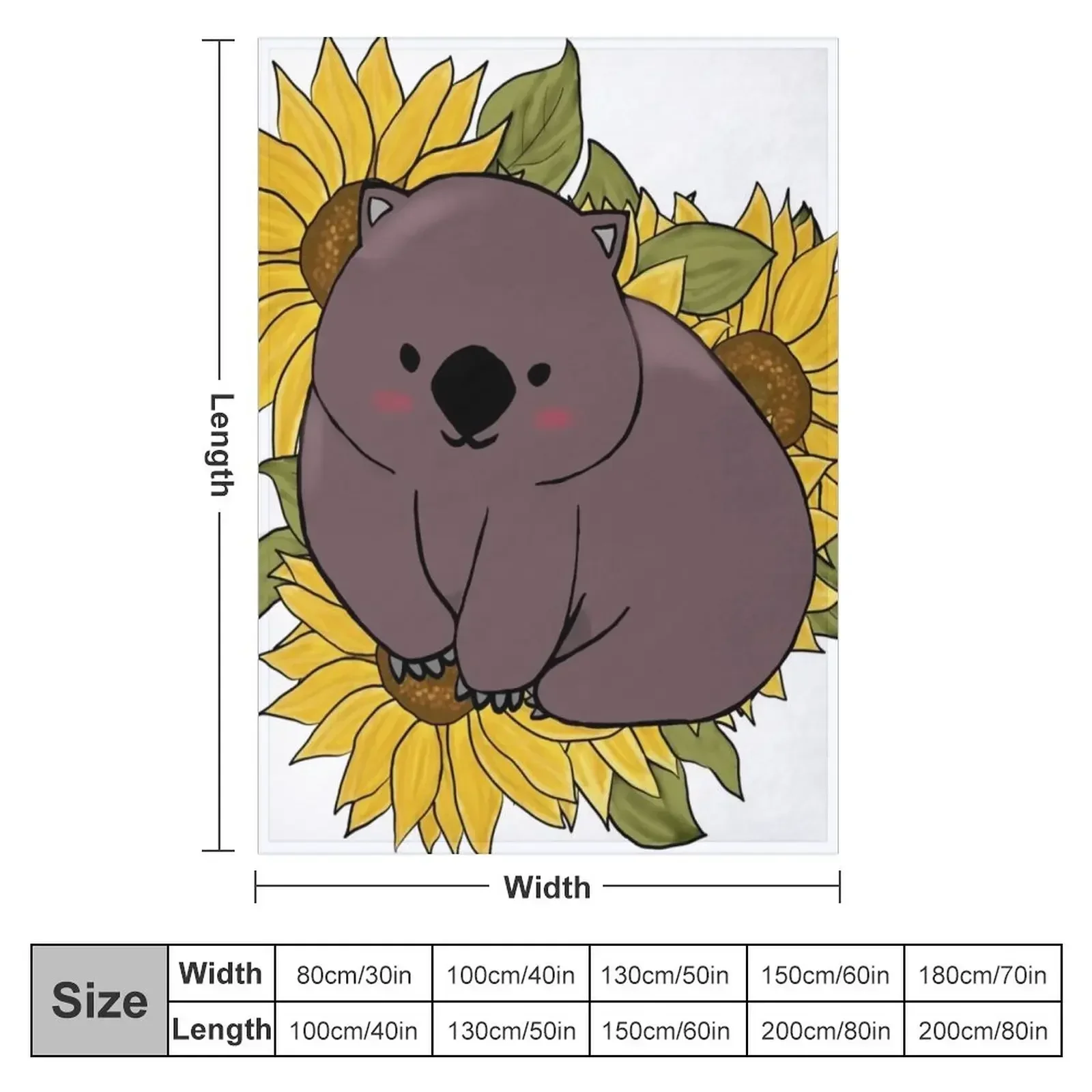 Sunflower Wombat Throw Blanket Baby Soft Plaid Blankets