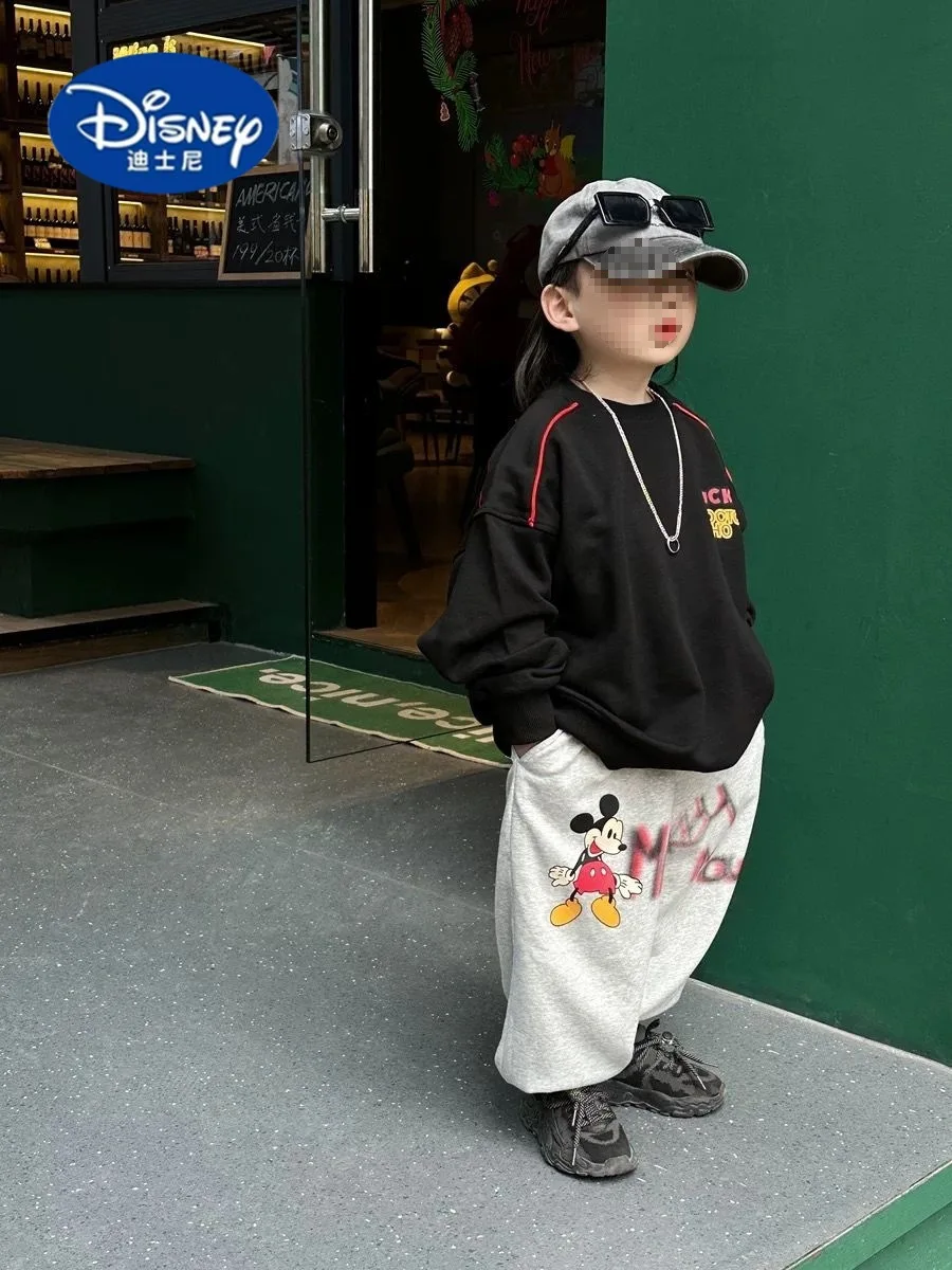 

Disney Boys' 2-Piece Set 2025, Korean Style Cartoon Print Hoodie & Pants, Cool Autumn Spring Casual Outfit