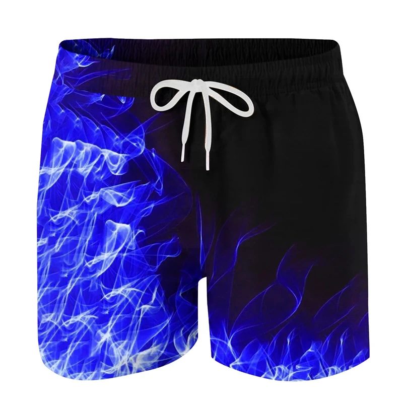 

Мужские мужские брюки для плавания с 3D красочным принтом пламени, свободные пляжные шорты для лета, повседневная одежда, повседневные мужские и детские модные плавки